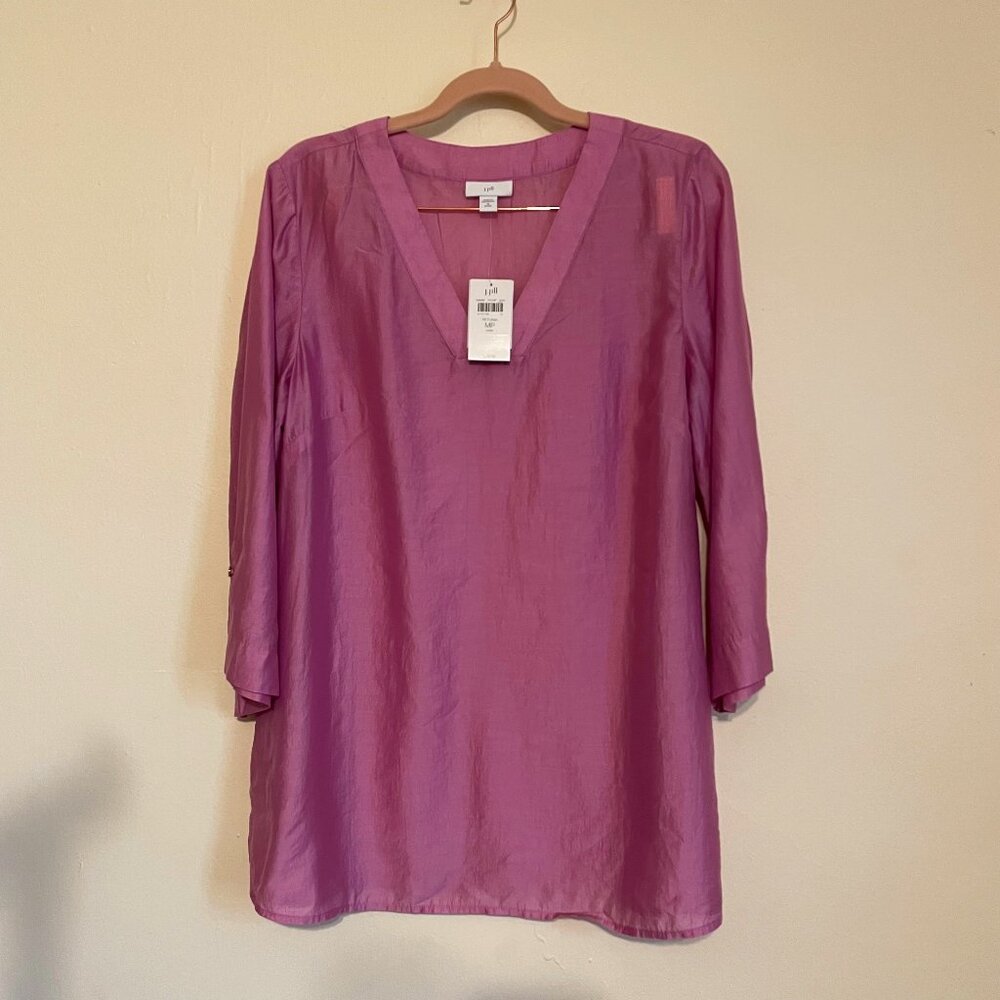 🔥 J. Jill | Petunia Pink V-Neck Tunic Top Medium Petite NWT